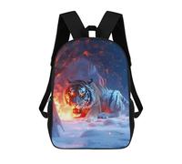 sinyumoney Snow Tiger's Fiery Gaze Backpacks, Kids Backpack Student School Bag 3D Printed Travel Backpacks Fashion Accessory Backpack Children Waterproof School Bags 17inch