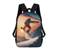 sinyumoney Snowboarder at Sunset 3D Printed School Bag Children's School Backpack Schoolbags Travel Backpacks Casual Fashion Bag for Kids School Students 17inch