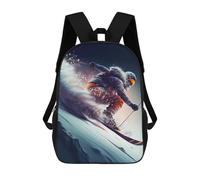 sinyumoney Snowboarder in Action 3D Printed Children's School Backpack for Kids High Capacity Travel Rucksacks Book Bags Kids School Bag Back Pack 17inch