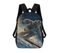 sinyumoney Snowboarder in Action -5 Backpacks Kids 17inch School Backpack School Bag 3D Printed School Bag for Boys Elementary And Middle School Students