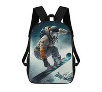 sinyumoney Snowboarder in Action Backpacks Kids School Backpack School Bag 3D Printed School Bag for Boys Elementary And Middle School Students 17inch