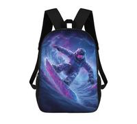 sinyumoney Snowboarder in Neon Lights Backpacks 3D Printed 17inch Kids School Backpack Outdoor Casual Daypack Casual Travel Bags for Middle School Students