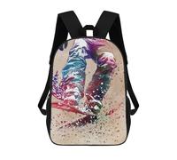 sinyumoney Snowboarder Watercolor Art Rucksacks 3D Printed Children Backpacks Fashion Casual Daypack Cute Travel Bags Outdoor Casual Daypack for Boy And Girl 17inch