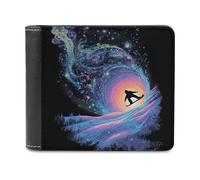 sinyumoney Snowboarder's Cosmic Descent 3D Print PUMen's Leather Wallet Safe Protection Card Fashion Slim Leather Wallet Youth Guys 11.7cm*9.5cm
