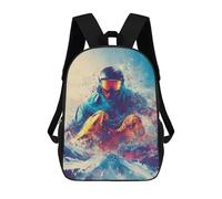 sinyumoney Snowboarder's Thrill Mountain Adventure Backpack School Backpack Kids School Bag Large Capacity Kids Backpack for School Rucksack 3D Book Bag Gifts for Kids 17inch