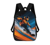 sinyumoney Snowboarding Adventure in Orange -1 17inch School Bag 3D Printed Children's School Backpack Casual Fashion Travel Backpacks for Kids School Students