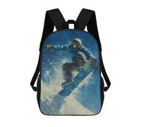 sinyumoney Snowboarding Adventure in Winter School Backpack School Bags for Girls Boys Backpack with Pocket Fashion School Bag Kids Backpack 17inch