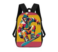 sinyumoney Snowboarding Wpap Pop Art Kids School Backpack School Bag 3D Printed School Bag for Boys Elementary And Middle School Students 17inch