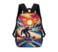 sinyumoney Snowboarding Wpap Sunset Backpacks Kids School Backpack School Bag 3D Printed School Bag for Boys Elementary And Middle School Students 17inch