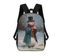 sinyumoney Snowman with Tea Cup Painting Backpack School Large Water Resistant Laptop Backpack for School/Work/Travel 17inch