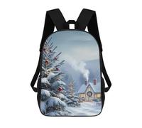 sinyumoney Snowy Christmas Cottage School Backpack Large Water Resistant Laptop Backpack for Girls Boys Teenage 17inch