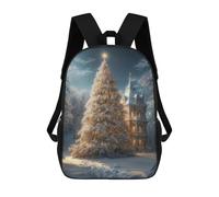 sinyumoney Snowy Christmas Tree & Mansion Backpack for School 3D Printed Boys Girls School BagChildren Bookbag Travel Rucksack 17inch