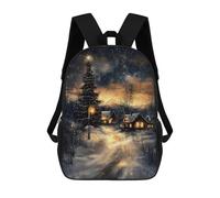 sinyumoney Snowy Christmas Village School Backpack Lightweight Casual Daypack School Backpacks for Boys/Girls/Teenagers 17inch