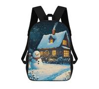 sinyumoney Snowy Cottage Christmas Backpack School Bag Large Water Resistant Laptop Backpack for School/Work/Travel 17inch