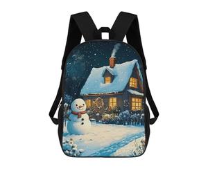 sinyumoney Snowy Cottage Christmas Backpack School Bag Large Water Resistant Laptop Backpack for School/Work/Travel 17inch