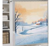 sinyumoney Snowy Dreams 100% Polyester Fabric Washable Modern Fabric Bathroom Decor Set for Shower Bath Curtain Wet Room 69.69x70.87Inch（177x180cm）