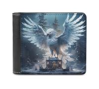 sinyumoney Snowy Eagle Statue in Winter Forest 3D Print PU Leather Men's Wallet Credit Card Holder Leather RFID Leather Wallet Craftsmanship Gifts 11.7cm*9.5cm