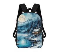 sinyumoney Snowy Evening Kids Backpack, Kids School Bag 3D Printed School Backpacks for Boys And Teenager School Students 17inch