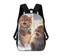 sinyumoney Snowy Kitten Adventure Rucksacks 3D Printed Children Backpacks Fashion Casual Daypack Cute Travel Bags Outdoor Casual Daypack for Boy And Girl 17inch