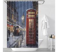 sinyumoney Snowy London Call Shower Curtains Set with 12 Hooks 100% Polyester Fabric Washable Shower Curtains Mould Proof for Bathtub Shower Stall 46.85x70.87Inch（119x180cm）