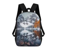 sinyumoney Snowy Mountain Reflection Backpacks Kids School Backpack Fashion School Bag 3D Printed School Bag for Boys Elementary And Middle School Students 17inch