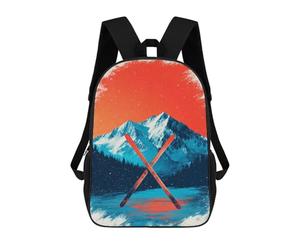sinyumoney Snowy Mountain Ski Adventure -2 School Bags School Secondary High School College Backpack Travel for Boys/Girls/Teenagers 17inch