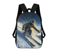 sinyumoney Snowy Mountain Skiing Adventure Backpack School Bag Daypacks Business Backpack Water Resistant Bookbag for Girls Boys Teenage 17inch