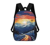 sinyumoney Snowy Mountain Sunset Road School Bags Large Water Resistant Laptop Backpack - Perfect for Travel, Work And Daily Use 17inch