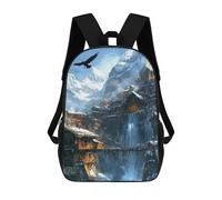 sinyumoney Snowy Mountain Village Scene Backpack School Bag Business Durable Laptop Bag for Boys/Girls/Teenagers 17inch