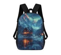 sinyumoney Snowy Nature Aurora Cabin Children's Backpacks 17inch School Backpack 3D Printed Bag Bookbag for Kids Travel Rucksacks Boy Girl Book Bags Kids School Bag