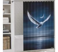 sinyumoney Snowy Owl Guardian of The Crescent Sky Anti-Mould Proof Resistant Fabric Polyester Shower Curtains Set with 12 Hooks for Bathtub Shower Stall 56.30x70.87Inch（143x180cm）