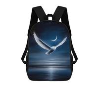 sinyumoney Snowy Owl Guardian of The Crescent Sky Backpacks Kids School Backpack Fashion School Bag 3D Printed School Bag for Boys Elementary And Middle School Students 17inch