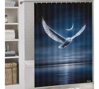 sinyumoney Snowy Owl Guardian of The Crescent Sky Decor Bath Curtains 100% Polyester Fabric Washable Shower Curtains Mould Proof for Bathroom Wet Room 64.17x70.87Inch（163x180cm）
