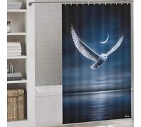 sinyumoney Snowy Owl Guardian of The Crescent Sky Shower Curtains Set with 12 Hooks Waterproof Polyester Fabric Bath Shower Curtains Mildew for Toile Bathroom Dorm 53.54x70.87Inch（136x180cm）