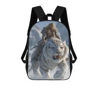 sinyumoney Snowy Tiger Adventure School Backpack for Girls 17inch Casual Daypack Lightweight Rucksack Boy Girl Backpack for Middle School Students