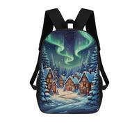 sinyumoney Snowy Village Aurora Night School Backpack Lightweight Airport College Students Back Pack for Boys/Girls/Teenagers 17inch