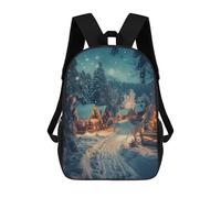 sinyumoney Snowy Village Starry Sky School Backpack Daypacks Business Backpack Water Resistant Bookbag for Campus Outdoor Travel Sports 17inch