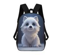 sinyumoney Snowy Wolf Pup 3D Printed Children's School Backpack for Kids High Capacity Travel Rucksacks Book Bags Kids School Bag Back Pack 17inch