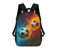 sinyumoney Soccer Ball Fire And Ice School Bags Rucksack Casual Daypacks School Work Travel Bag for Teenage Girls Boys Women Men 17inch