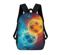 sinyumoney Soccer Ball Fire & Ice School Backpack Secondary Causal Travel High School Bags for Camping Outdoor Adventures And Daily Travel 17inch
