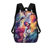 sinyumoney Soccer Player Action Backpack 3D Printed Children's School Backpack for Kids High Capacity Travel Rucksacks Book Bags Kids School Bag Back Pack 17inch