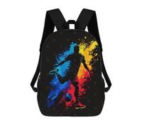 sinyumoney Soccer Player Silhouette with Colorful Splashes Backpack 3D Printed Children's School Backpack Kids Travel Backpacks High Capacity Book Bags Children's Backpack Rucksack 17inch