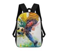 sinyumoney Soccer Player Watercolor Art School Backpack Water Resistant Computer Rucksack for Campus Outdoor Travel Sports 17inch