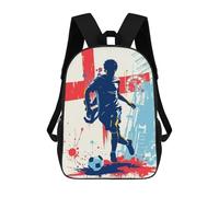 sinyumoney Soccer Player with England Flag 3D Printed Children's School Backpack for Kids High Capacity Travel Rucksacks Book Bags Kids School Bag Back Pack 17inch