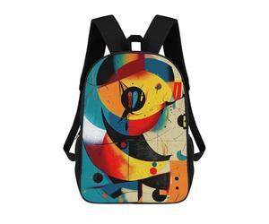 sinyumoney Solar Orbit - Cosmic Abstract Geometry in Cyan, Vermillion, And Gold Backpack School Business Durable Laptop Bag for Teenage Girls Boys Women Men 17inch