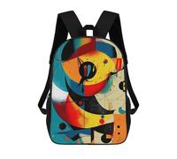 sinyumoney Solar Orbit - Cosmic Abstract Geometry in Cyan, Vermillion, And Gold Kids Backpack, Kids School Bag 3D Printed School Backpacks for Boys And Teenager School Students 17inch