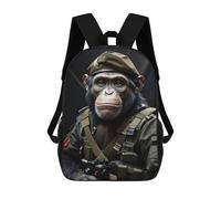 sinyumoney Soldier Chimpanzee Funny School Backpack 3D Printed Children's 17inch Backpacks Bag Bookbag for Kids Boy Girl Book Bags Kids School Bag Travel Rucksacks