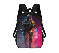 sinyumoney Soldier Combat Gear Rifle 3D Printed Children's School Backpack for Kids Travel Rucksacks Book Bags Kids School Bag 17inch