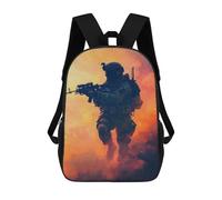 sinyumoney Soldier in Combat Children's School Backpack 3D Printed for Kids Travel Rucksacks Book Bags Kids School Bag 17inch