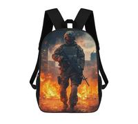 sinyumoney Soldier in War Zone Children's School Backpack 3D Printed for Kids Travel Rucksacks Book Bags Kids School Bag 17inch